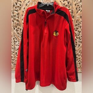 Majestic Red Blackhawks Fleece 1/4 Zip Pullover Sweater- size XL